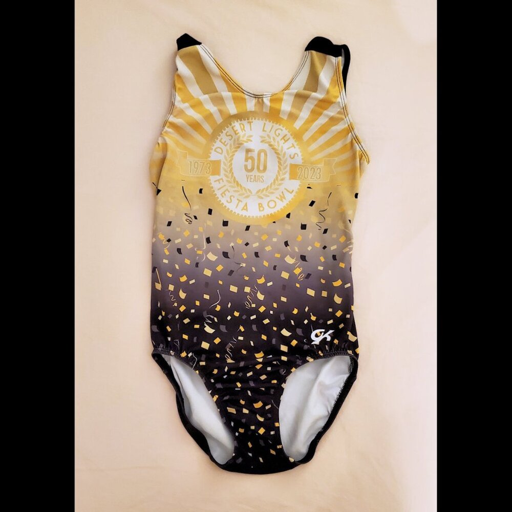 GK Elite Gold Gymnastics Leotard - Fiesta Bowl - Desert Lights - Adult Small